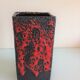 Vase rectangulaire rouge et noir en ceramique Fat Lava / vintage années 60-70