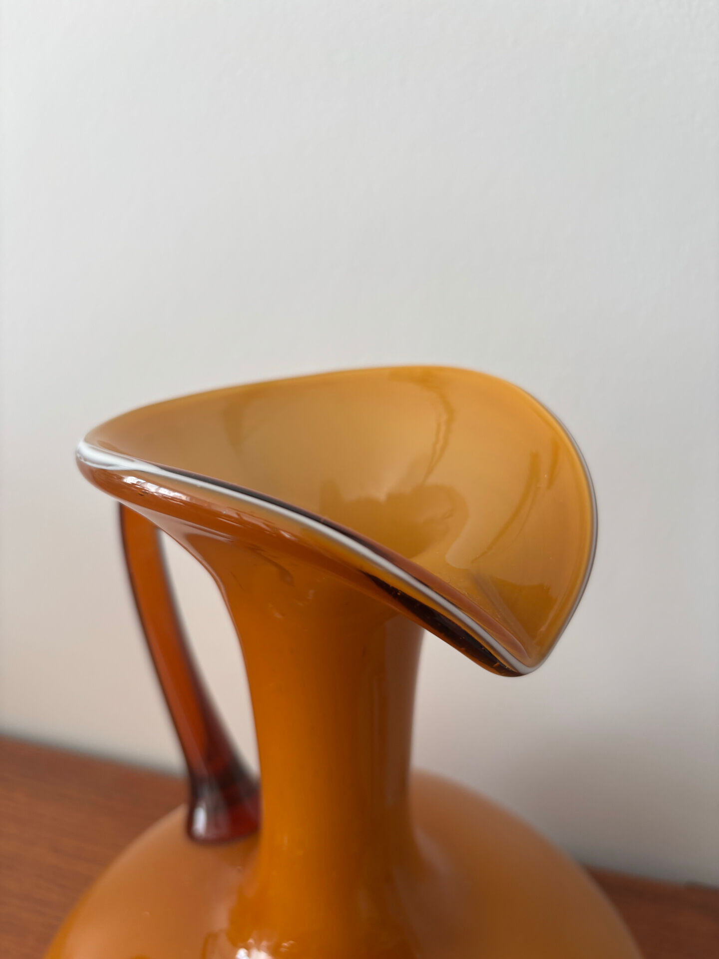 Vintage amber glass Empoli vase pitcher Italy