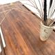 Solid pine work table, grooved top, satin brown finish, year