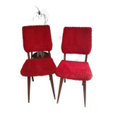 Pair of vintage red moumoute chairs with compass legs