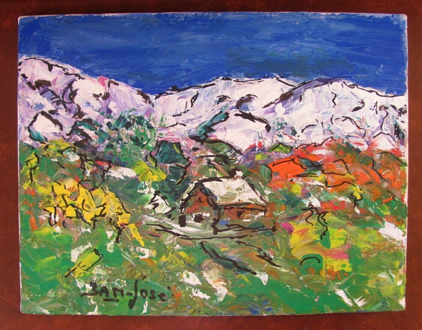 Painting - Mazet at the foot of the snow-capped Pyrenees