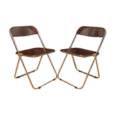 pair of pink Plia chairs by Giancarlo Piretti, Anonima Castelli, Italy, 1970