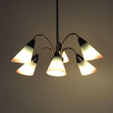 Vintage brass and glass Italian chandelier, 1950s