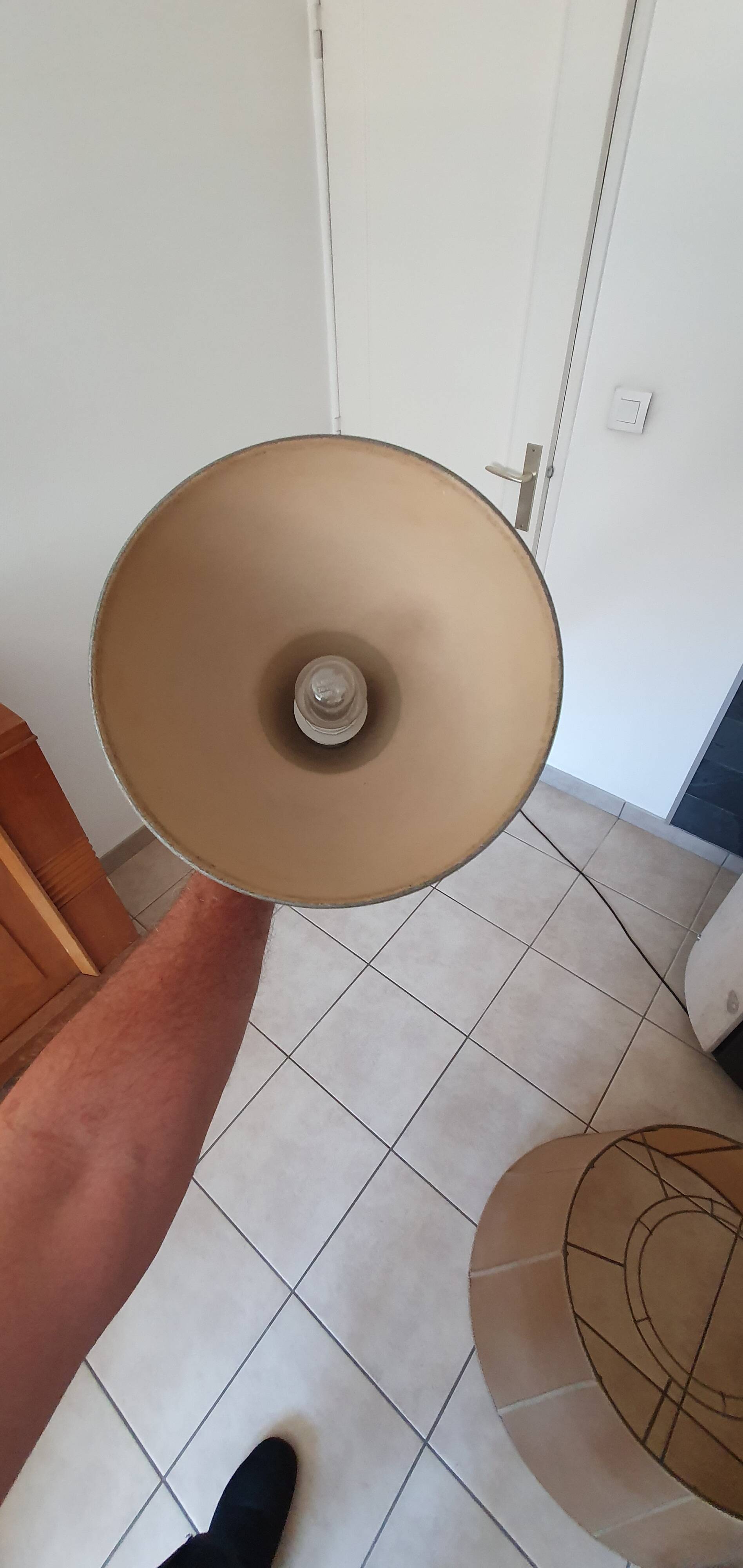 Vintage floor lamp from the 1950s, shade made of pig bladder.
