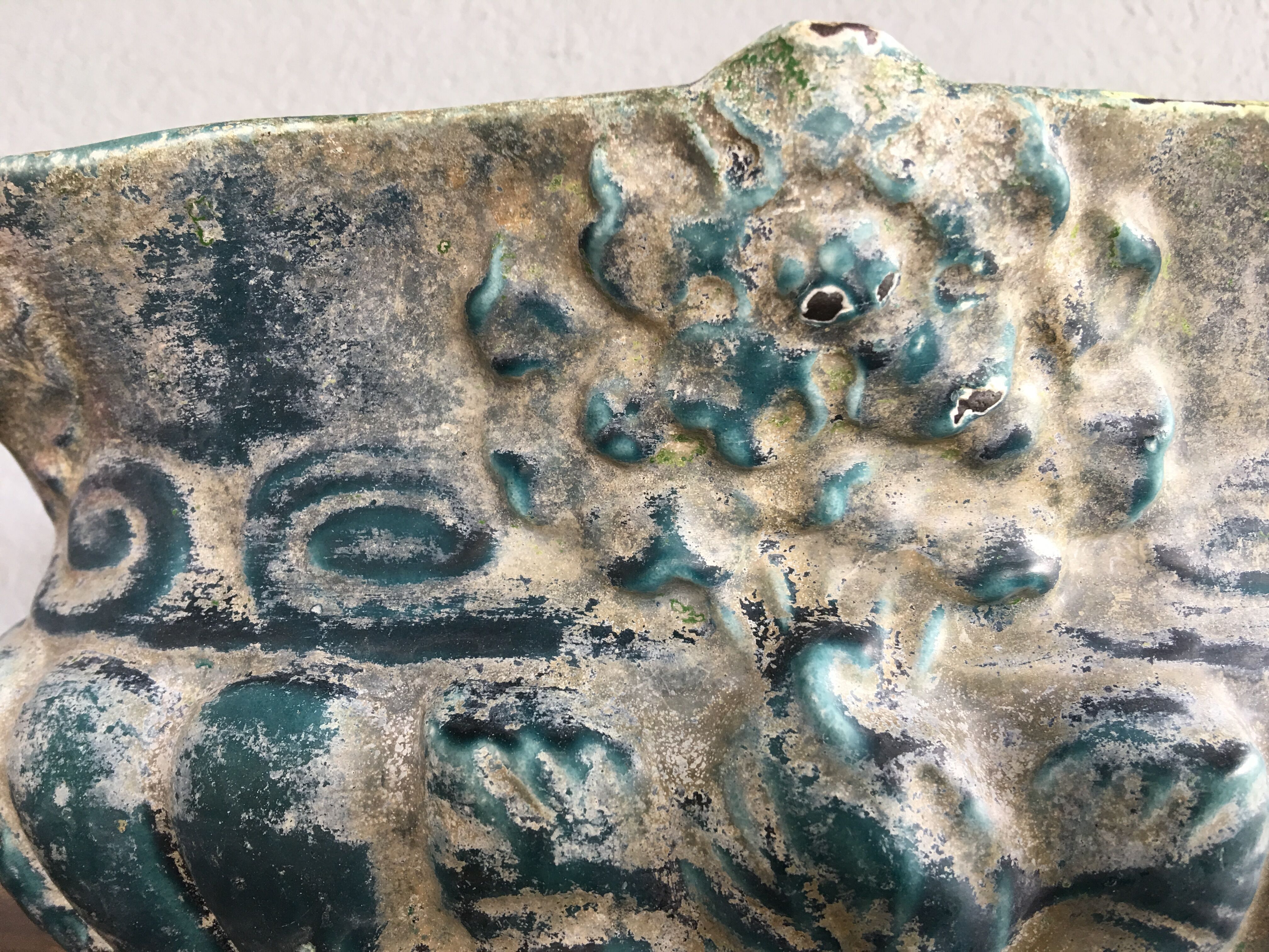 Planter blue enamelled cast late XIX early XX