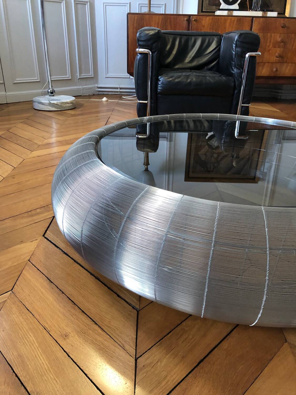 Large Roche Bobois designer wire coffee table