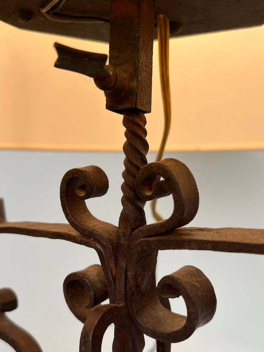 Wrought Iron Candelabrum with Six Lights, French Work, circa 1950