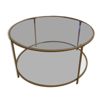 Glass and brass coffee table