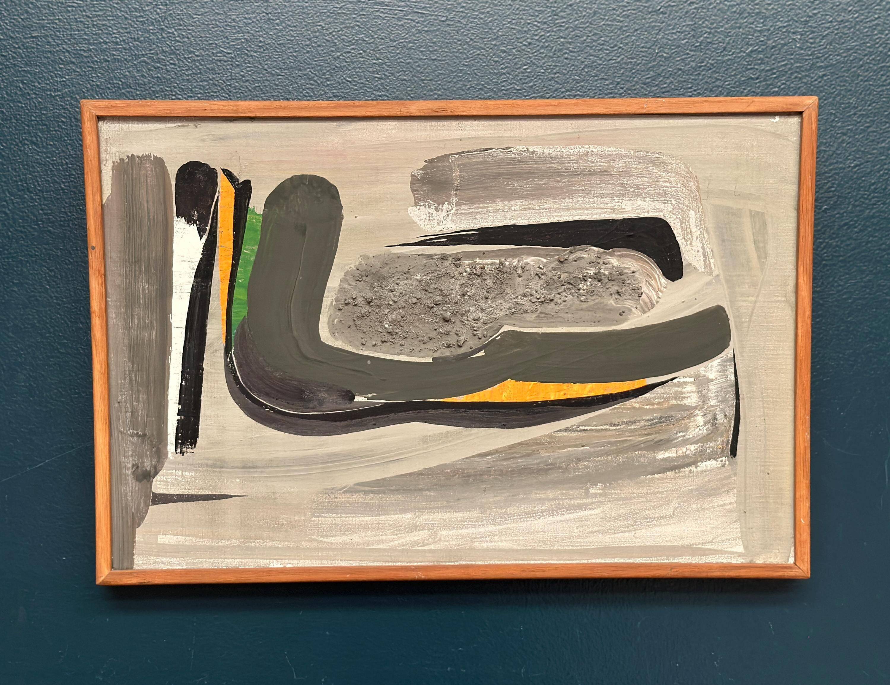 Huile sur toile originale suédoise – “Composition” attribuée à Olof Arén