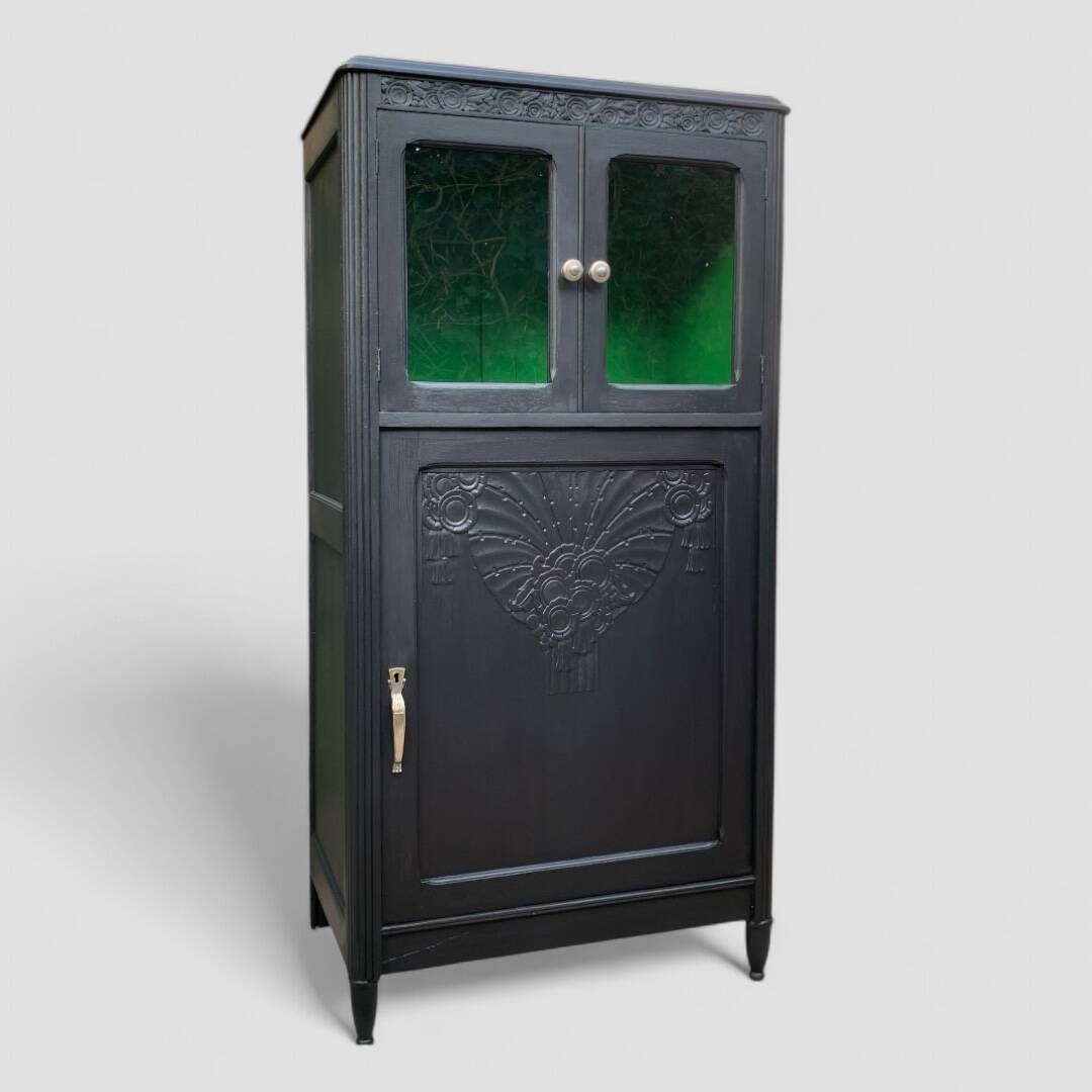 Parisian buffet with black glass front, Art Deco style, 1930