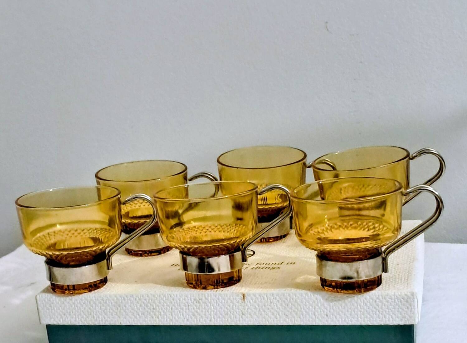 Amber glass espresso cups from the 1960s-70s. Italy