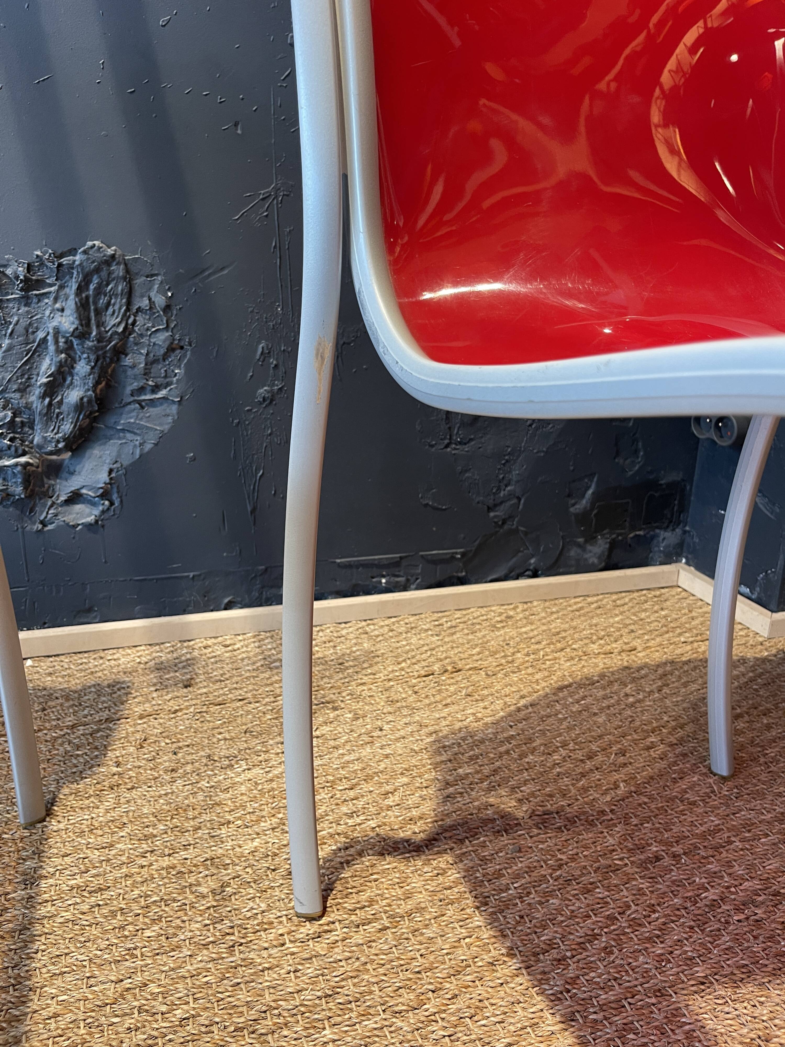 Pair of FPE chairs by Ron Arad for Kartell translucent and red Italy