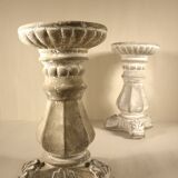 Pair of cement candlesticks