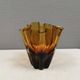 Beautiful ‘folded’ vase in amber-coloured glass. 1980-90s Finland