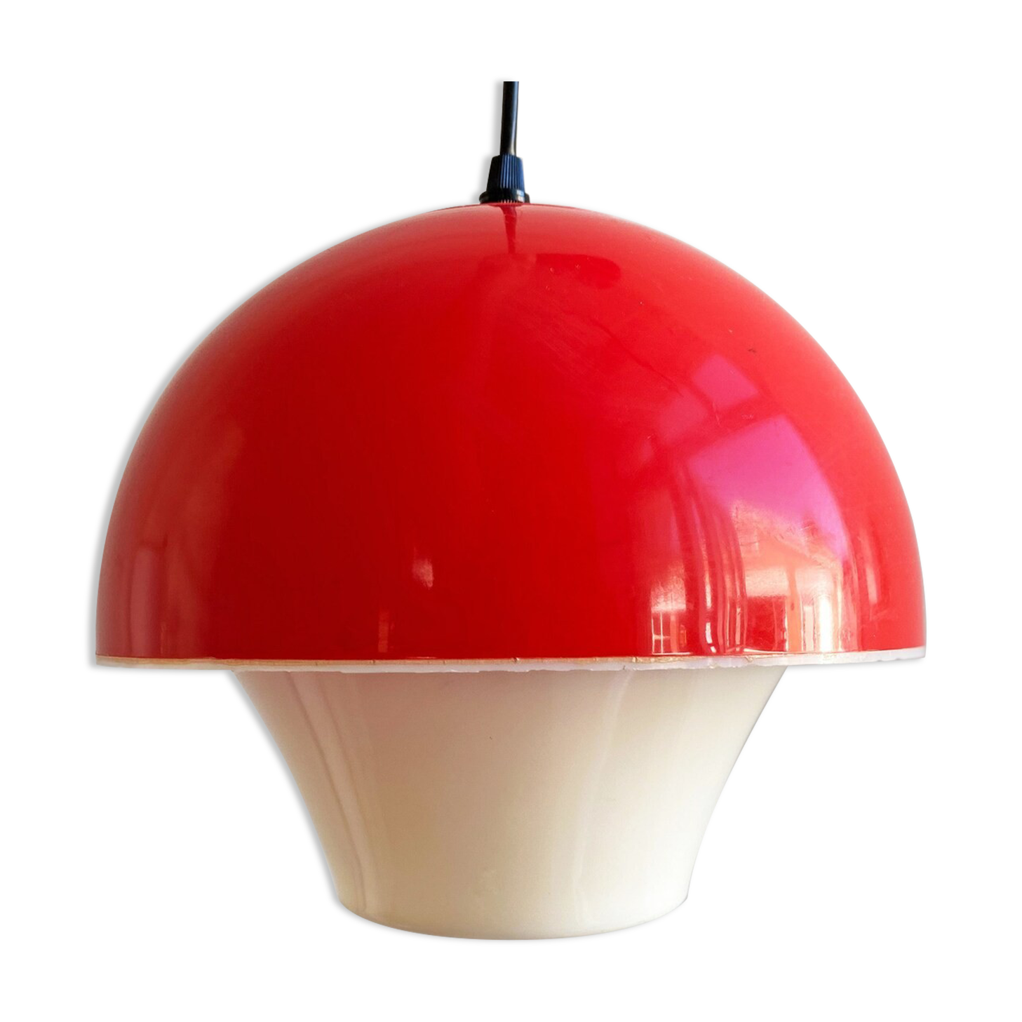 Scandinavian red & white vintage plastic hanging lamp