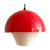 Lampe suspendue scandinave en plastique vintage rouge & blanc