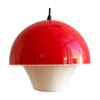 Scandinavian red & white vintage plastic hanging lamp