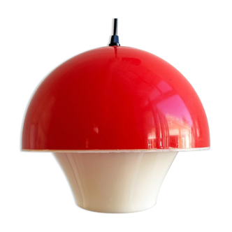 Lampe suspendue scandinave en plastique vintage rouge & blanc