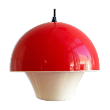 Scandinavian red & white vintage plastic hanging lamp