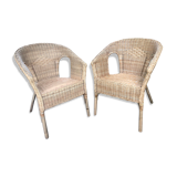 Pair of wicker armchairs