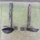 Old Cast Iron Chenets Profile of Man with Collerette