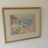 Aquarelle « Tibériade » par Anna Weingrün-Lieblich (1904-1994).