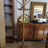 Vintage rattan bamboo parrot coat rack