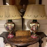 Duo of antique porcelain lamps