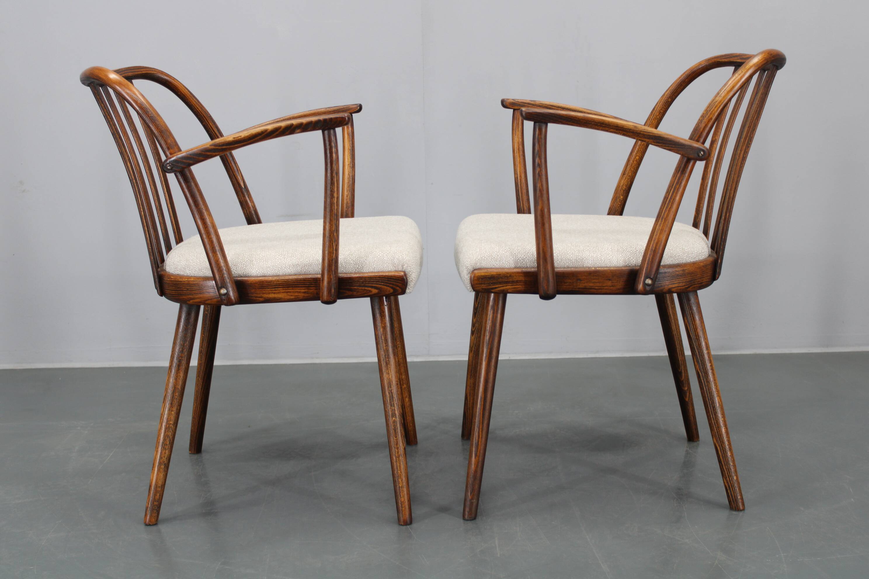1960s Antonin Suman Set of Six Beech Dining Chairs, Restored