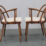 1960s Antonin Suman Set of Six Beech Dining Chairs, Restored