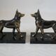 Dog bookends in black marble