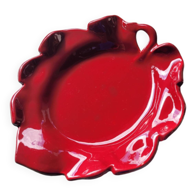 Plat feuille Cerenne Vallauris rouge