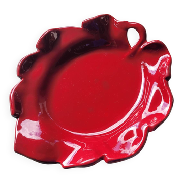 Plat feuille Cerenne Vallauris rouge