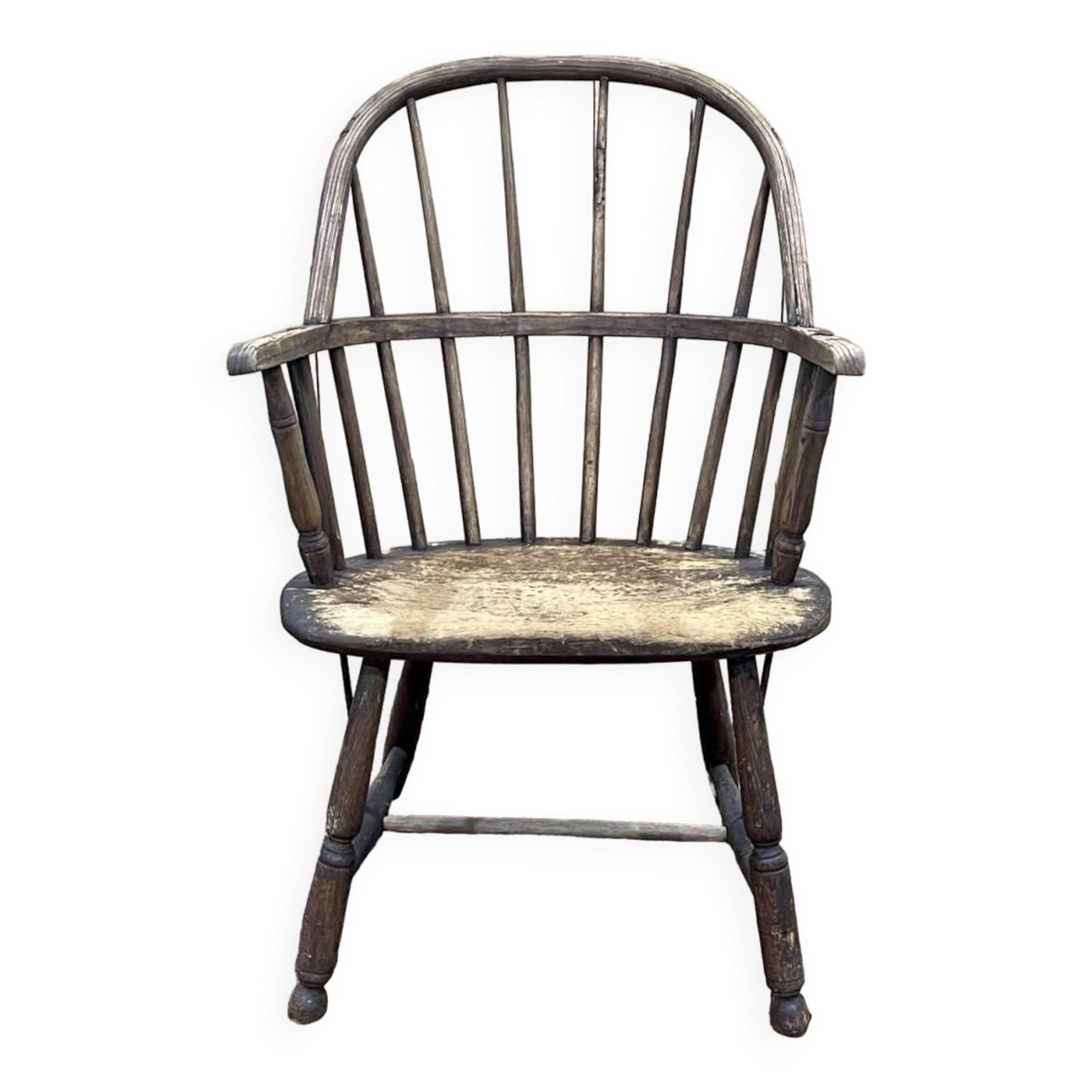 19th century English armchair in 19th century elm and beech