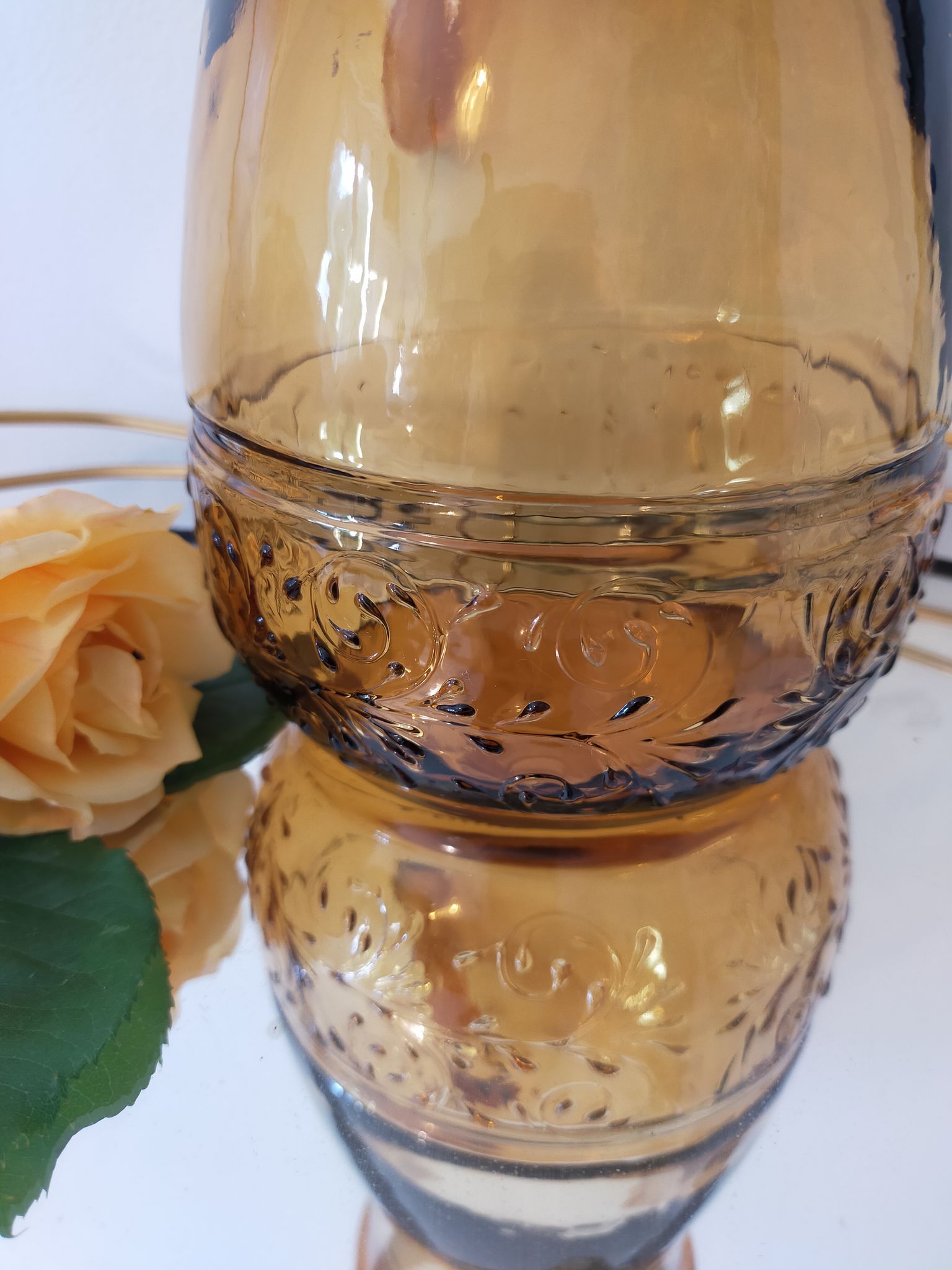 Vintage amber glass water jug made in Italy in the 60s/70s