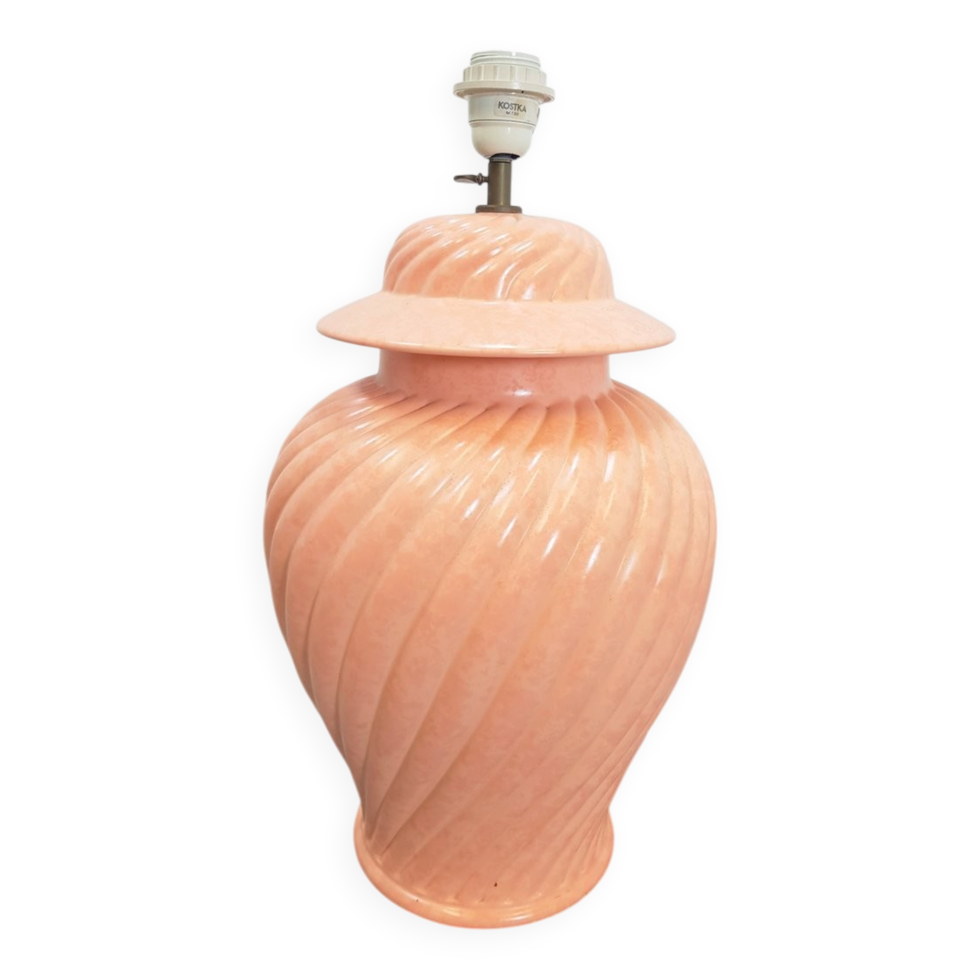 Large Table Lamp in Pink Ceramic from Kostka, 1980