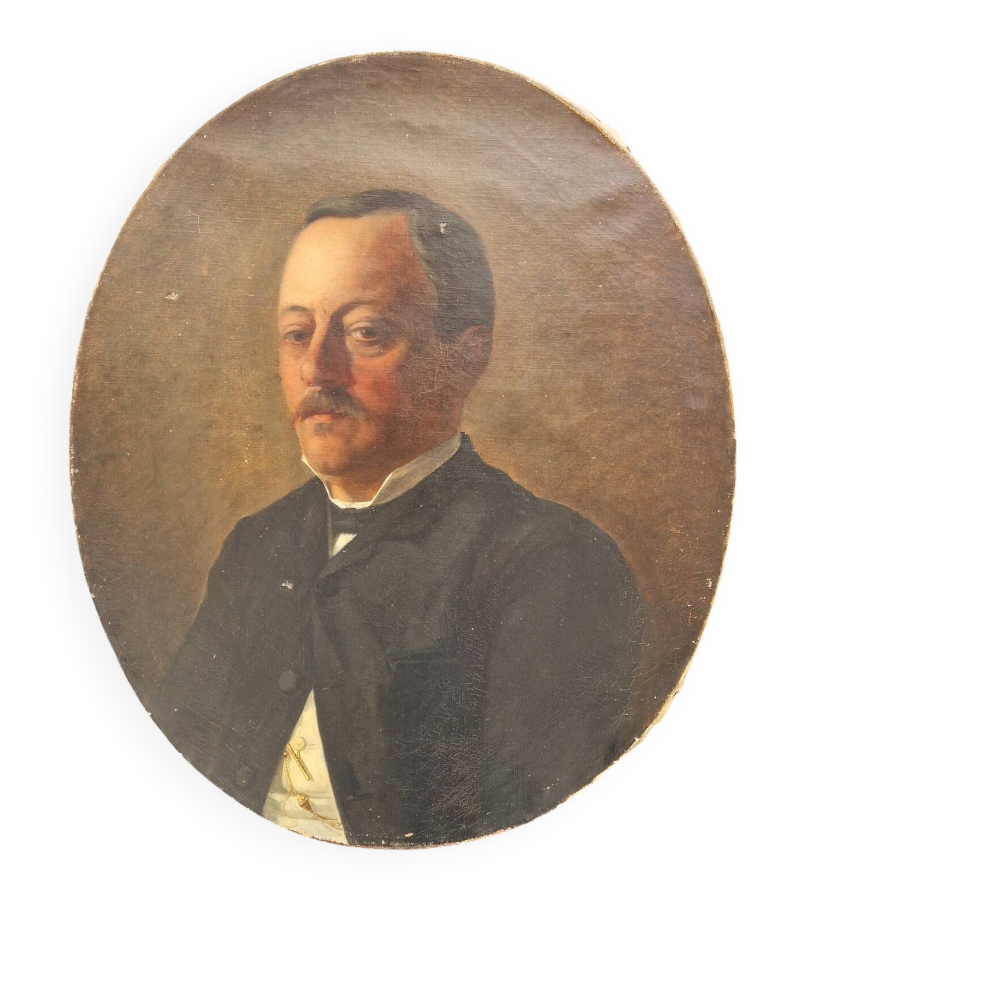 Old oval portrait painting 1900 19th century