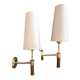 Pair of modernist sconces in wood and gilded metal.