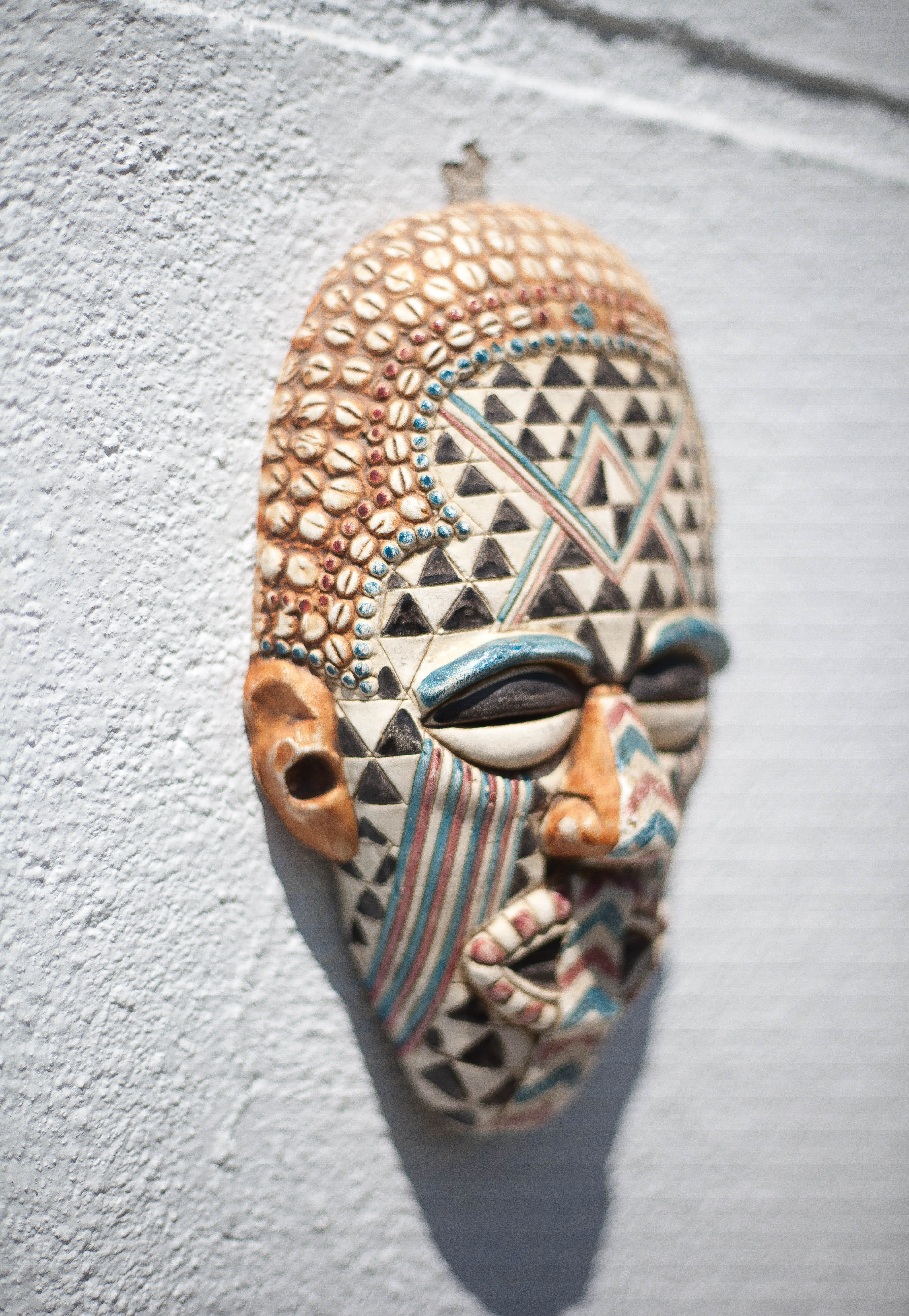 Kuba African ceramic mask, pottery, wall decoration, collection, 50/60's