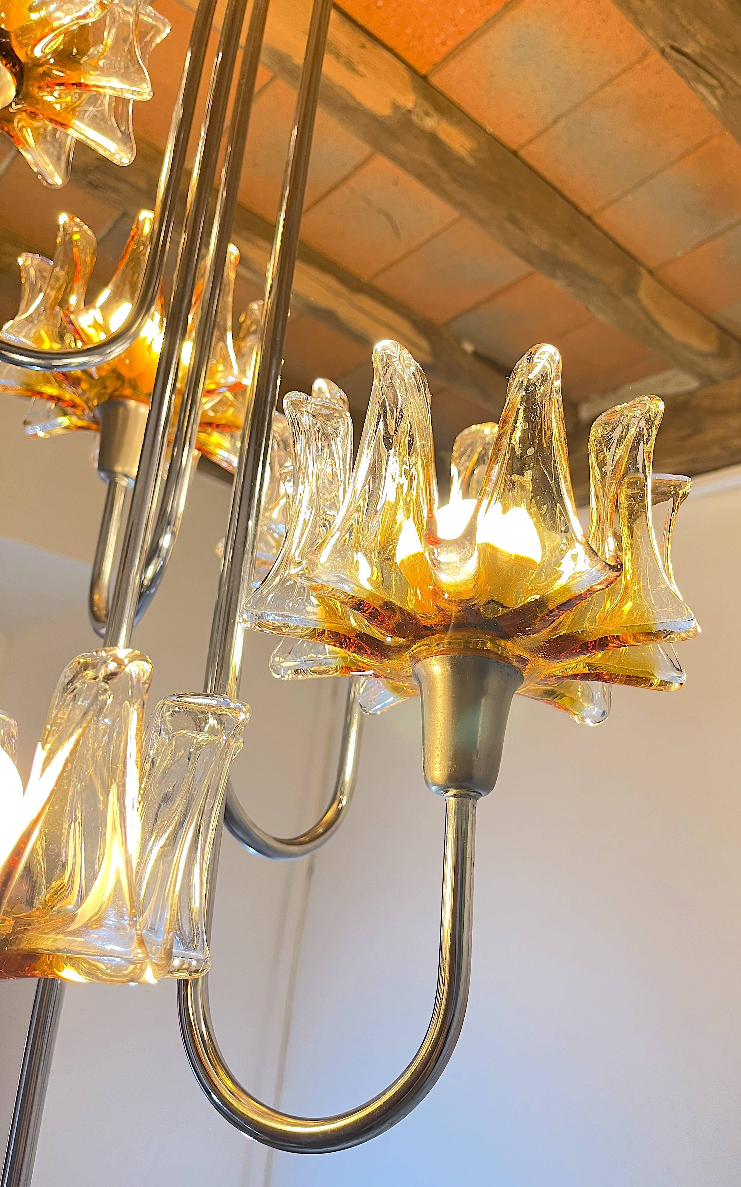 Chrome Murano Glass Chandelier