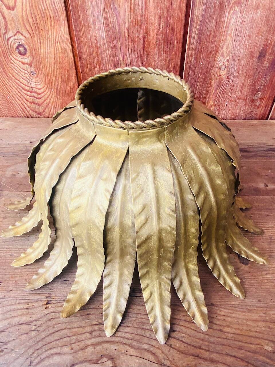 Vintage gold metal flower wall light or ceiling light.