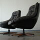 Pair of vintage Danish design brown leather swivel chairs by Bramin