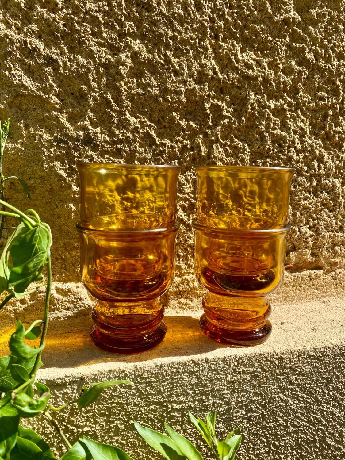 4 verres ambrés Pernod vintage