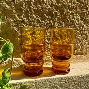 4 vintage Pernod amber glasses