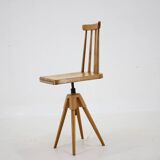 1970s  Beech Chair with Adjustable Height, Czechoslovakia