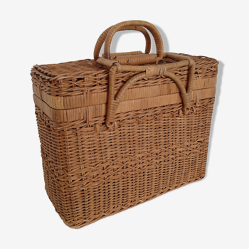 Vintage wicker suitcase / Pic-nic suitcase