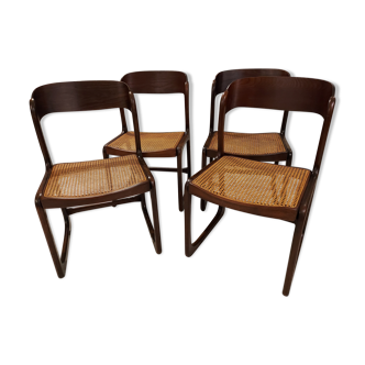 Suite of 4 chairs Baumann model sleigh vintage canning 1970