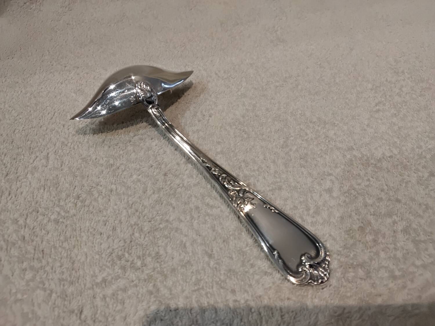 Silver-plated metal ladle for fat and lean meat, Ercuis silversmith, Louis XV, 29