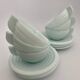 Set of 6 opaline Art Deco cups and 6 saucers.