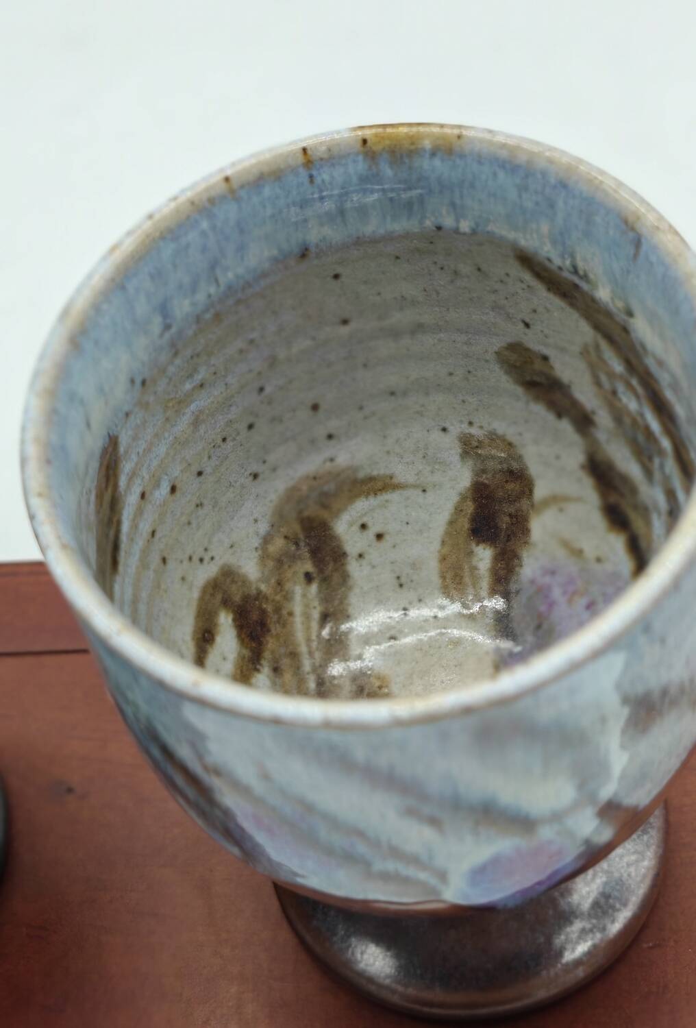 Pair of enameled stoneware mazagrans by Jean Claude Séris